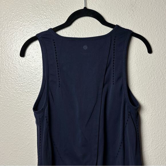 Athleta Foothill Seamless Tank Top Women's size XS Open Back Tie Navy Blue - Picture 10 of 15